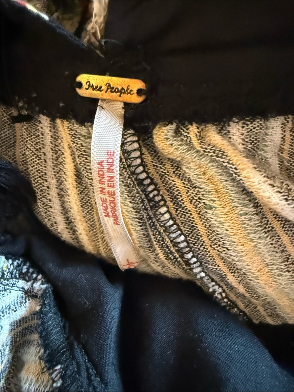 Free People Mixed Print Peasant Blouse in Black, Green, Cream - Picture 7 of 12